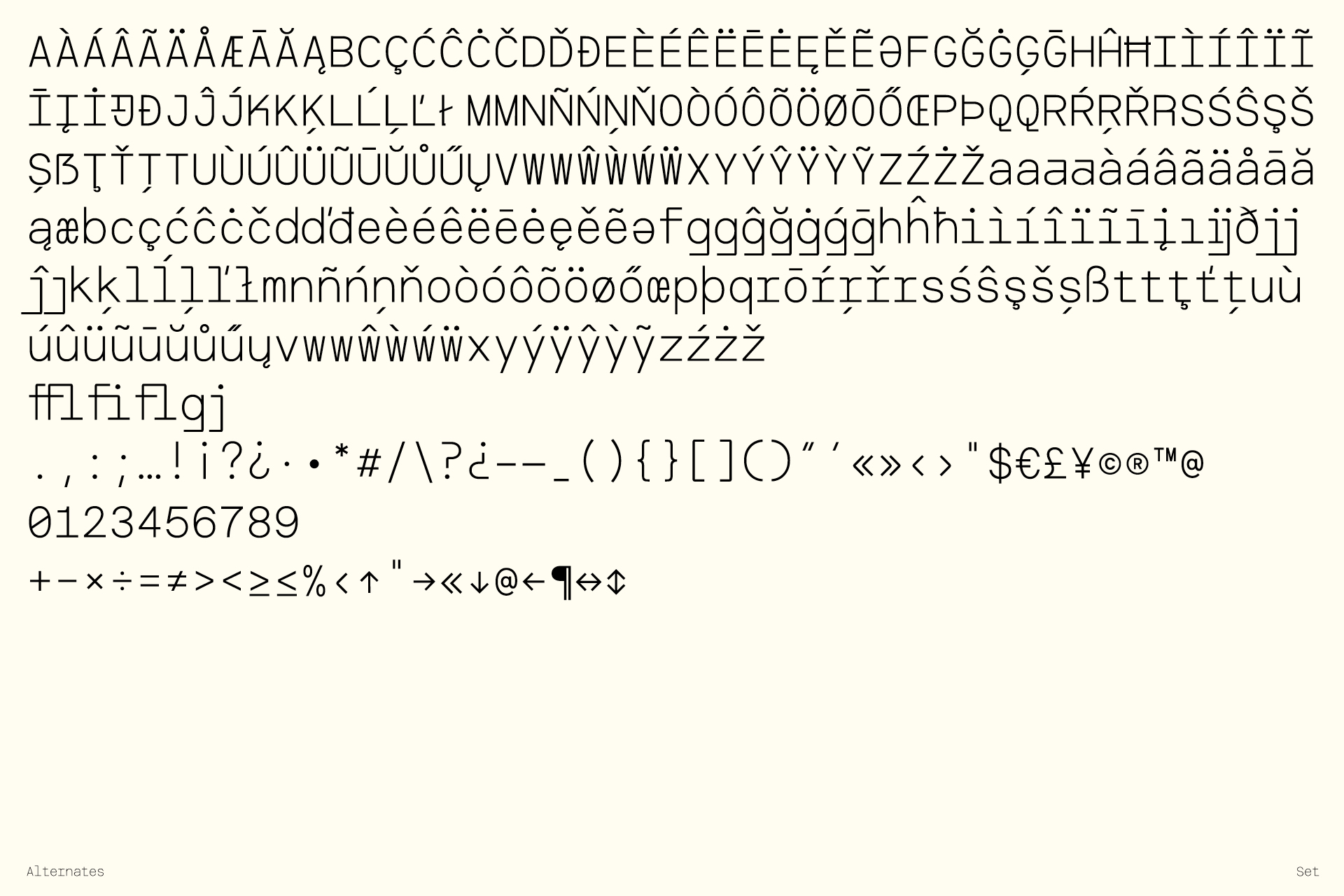 ALL GLYPHS